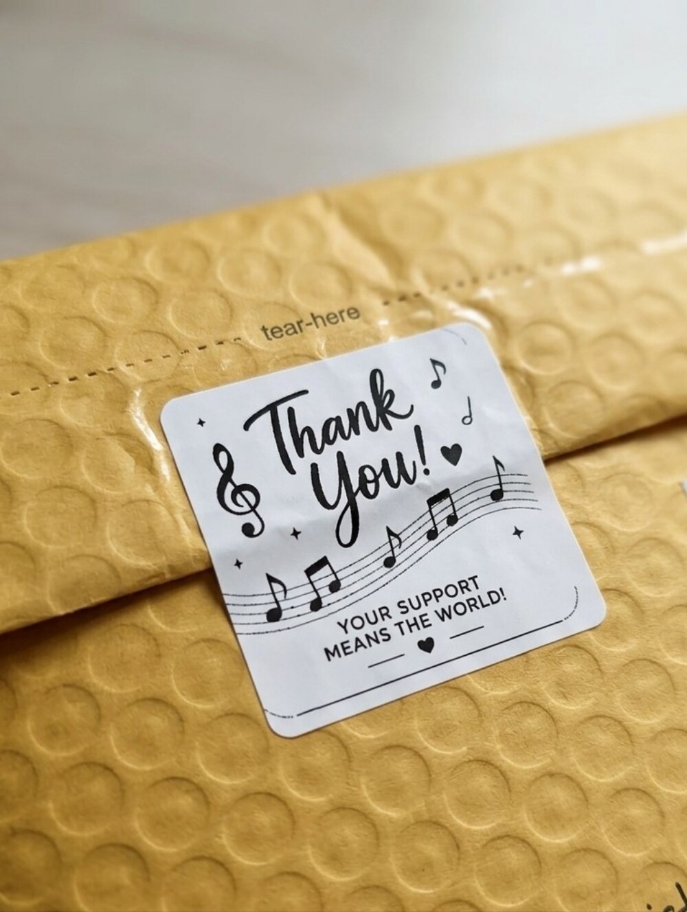 Thank You Musical Sticker Pack Set Of 10 - White & Black 2x2" - Picture 3 of 3